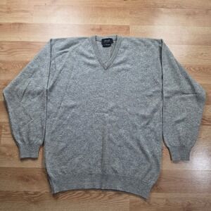 Pringle Sport Golf Sweater Mens XL Grey Lambswool V-Neck Made in Scotland Lion